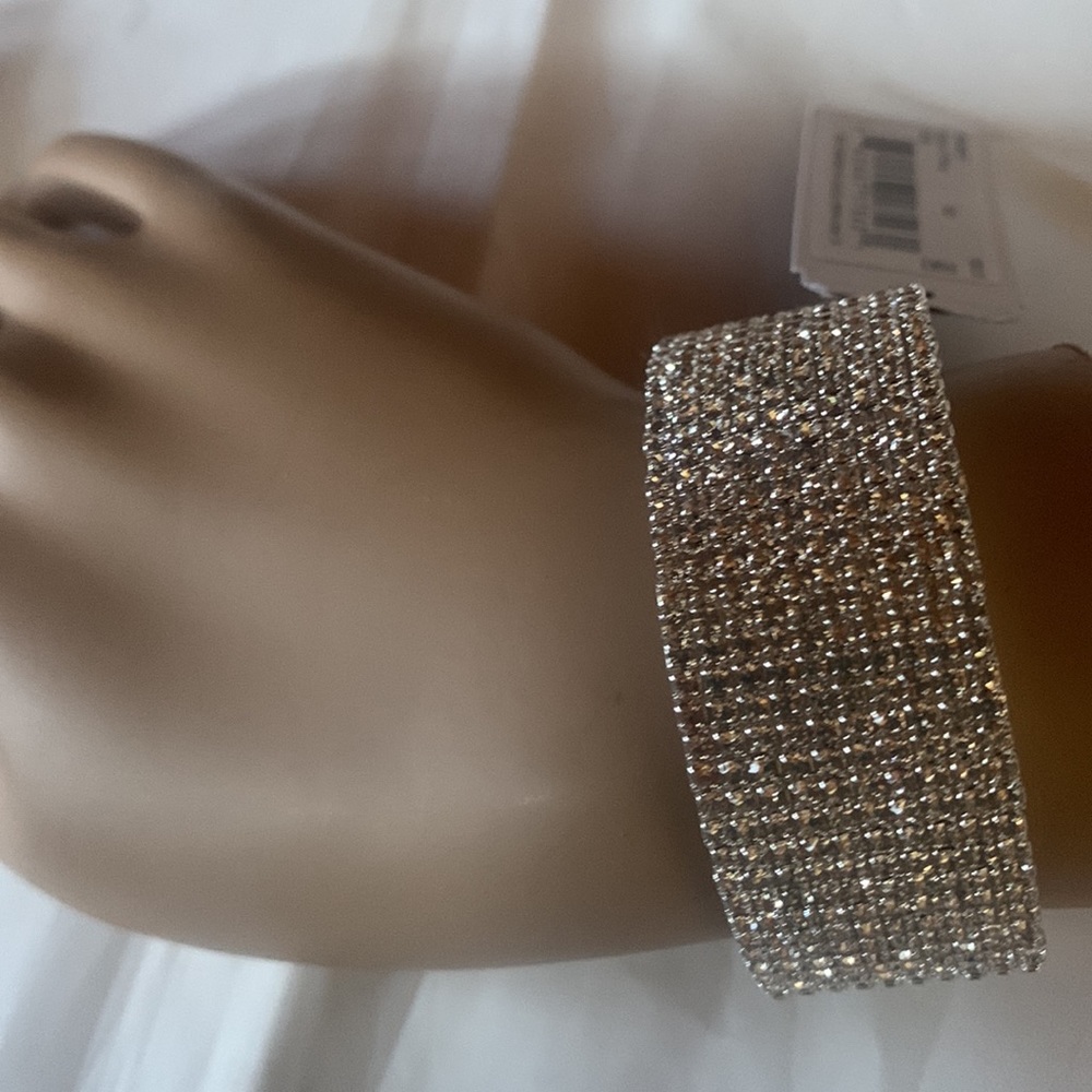 New ANNE KLEIN Silver-Tone Crystal Cuff Bracelet - Picture 2 of 4